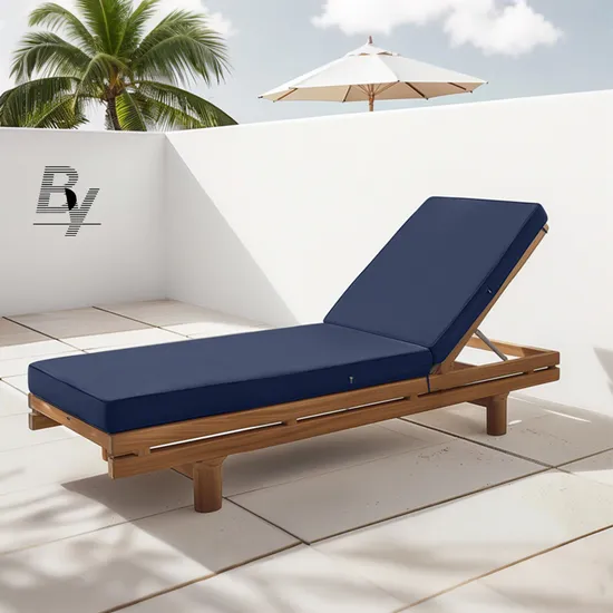 Custom Soft and High Resilience Water Resistant Outdoor Folding Chaise Lounge Stripe Cushions for Swimming Pool Lounge Chairs 