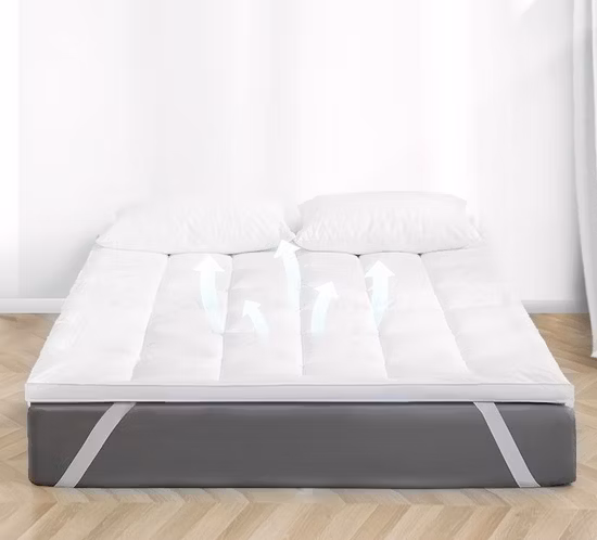Duck Feather Down Hotel Elastic Bands Strapped Home Mattress Pad Topper